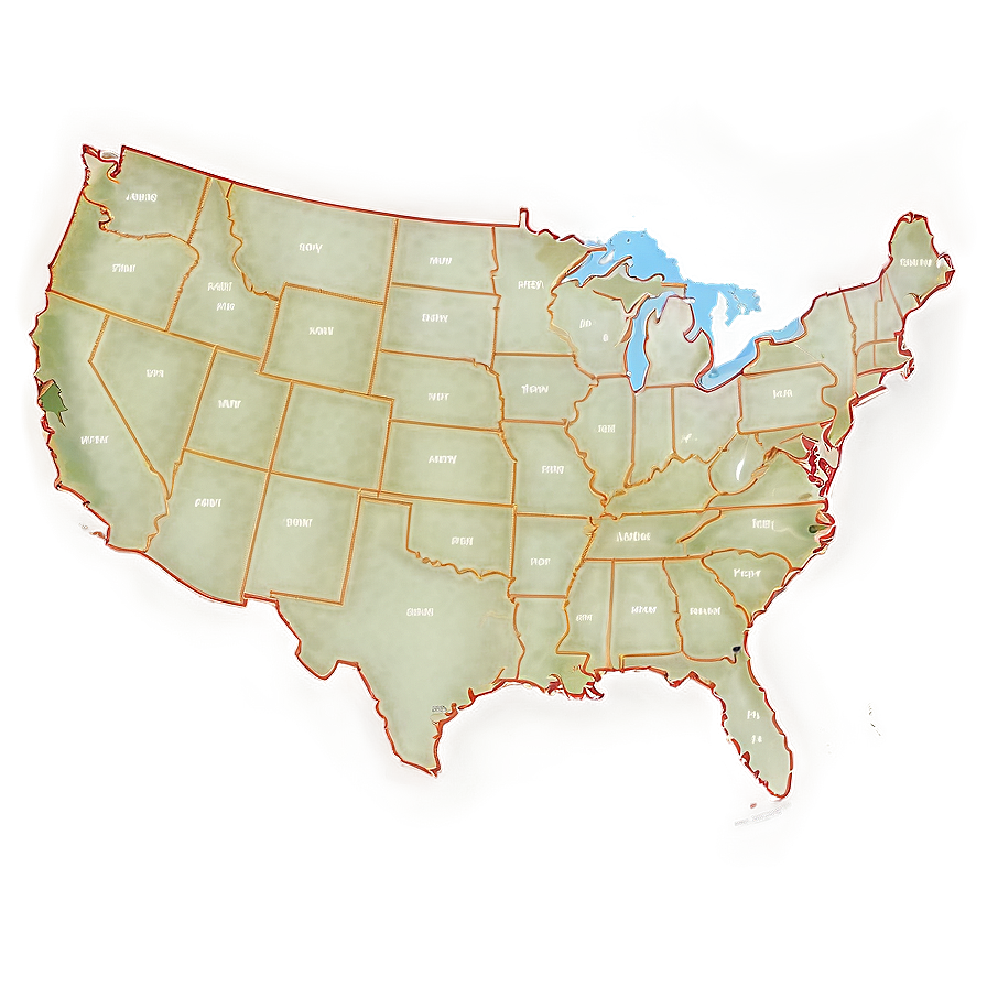 Vintage Usa Map Png 06292024