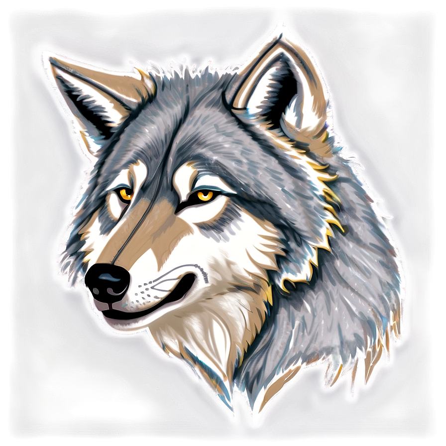 Vintage Wolf Face Sketch Png Vin95