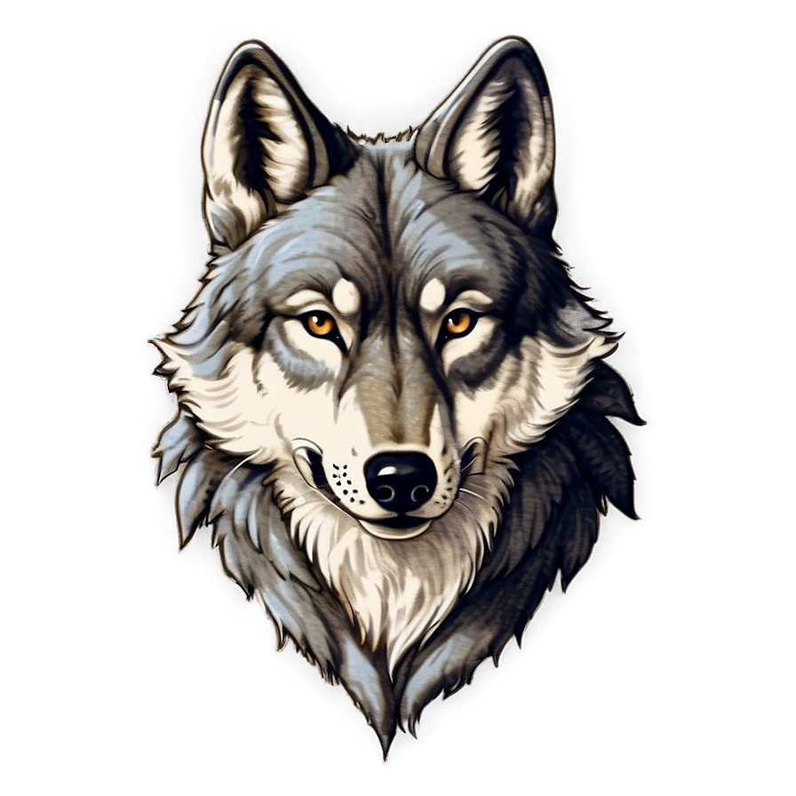 Vintage Wolf Face Sketch Png Yim