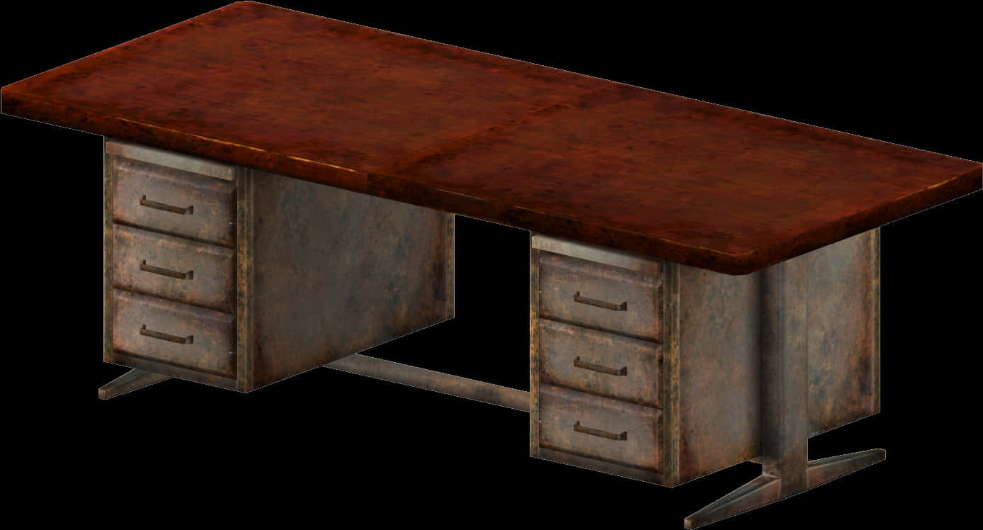 Vintage Wooden Desk3 D Model