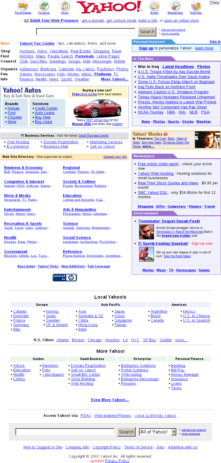 Vintage Yahoo Homepage Screenshot