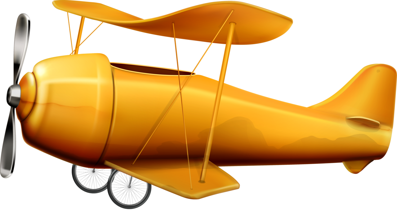 Vintage Yellow Biplane Illustration