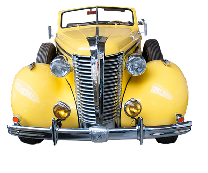 Vintage Yellow Car Front View