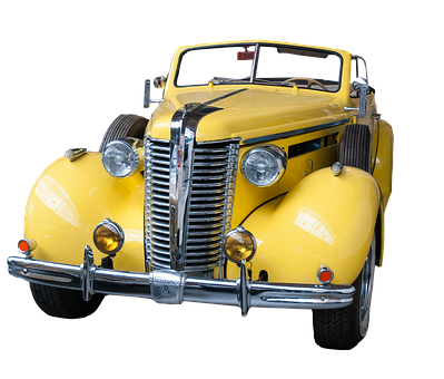 Vintage Yellow Car Front View