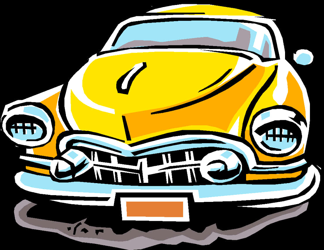 Vintage Yellow Car Illustration