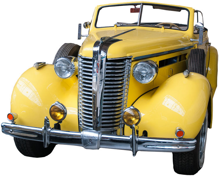 Vintage Yellow Convertible Classic Car