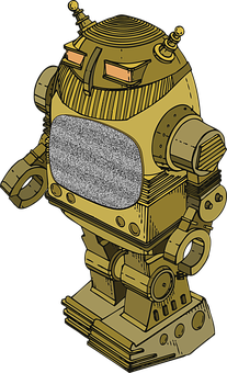 Vintage Yellow Robot Illustration