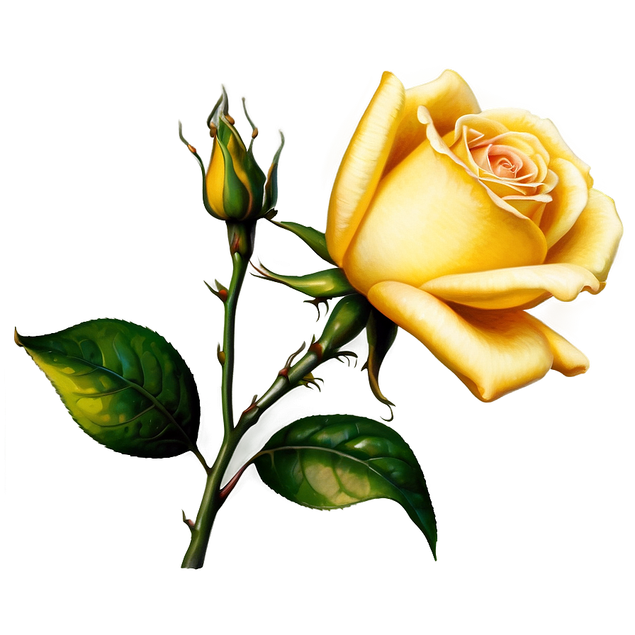 Vintage Yellow Rose Png 06252024