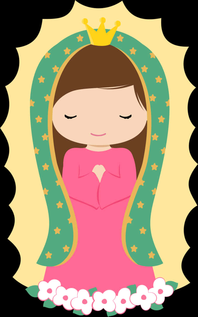 Virgen De Guadalupe Cartoon Illustration