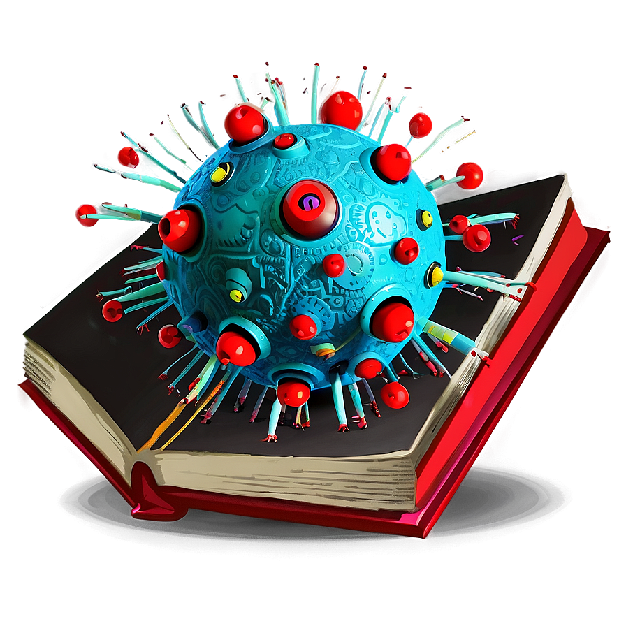 Virus Cartoon With Book Png Uhi