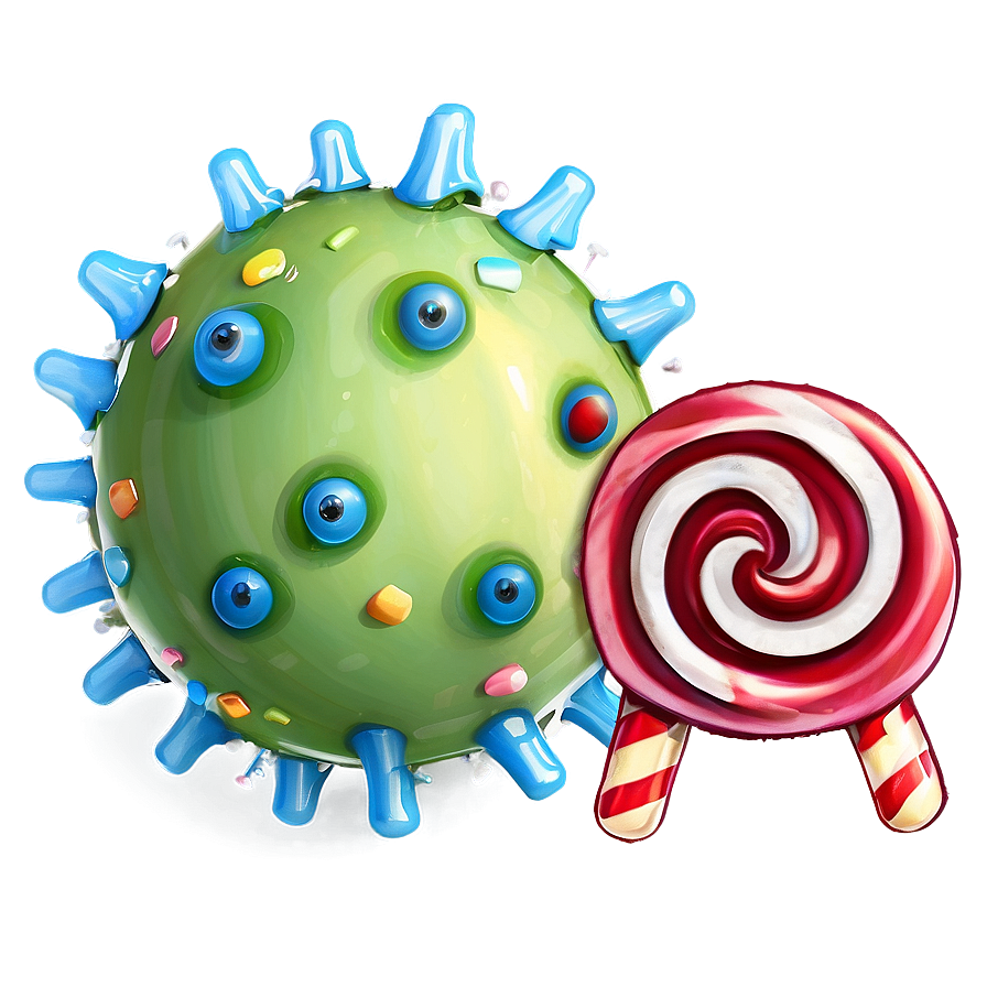 Virus Cartoon With Candy Png 5