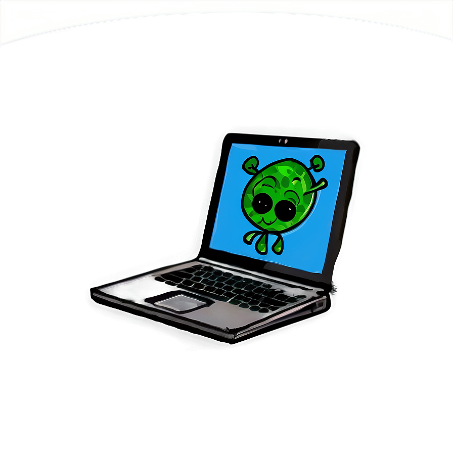 Virus Cartoon With Laptop Png Uni66