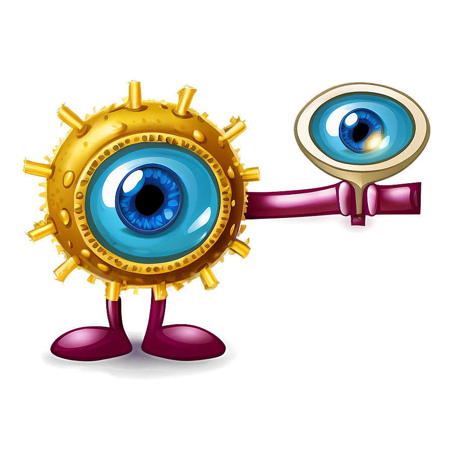 Virus Cartoon With Magnifying Glass Png 06282024