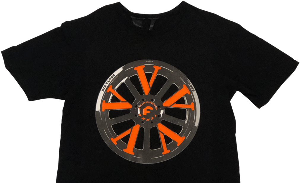 Vlone Black Orange Wheel T Shirt