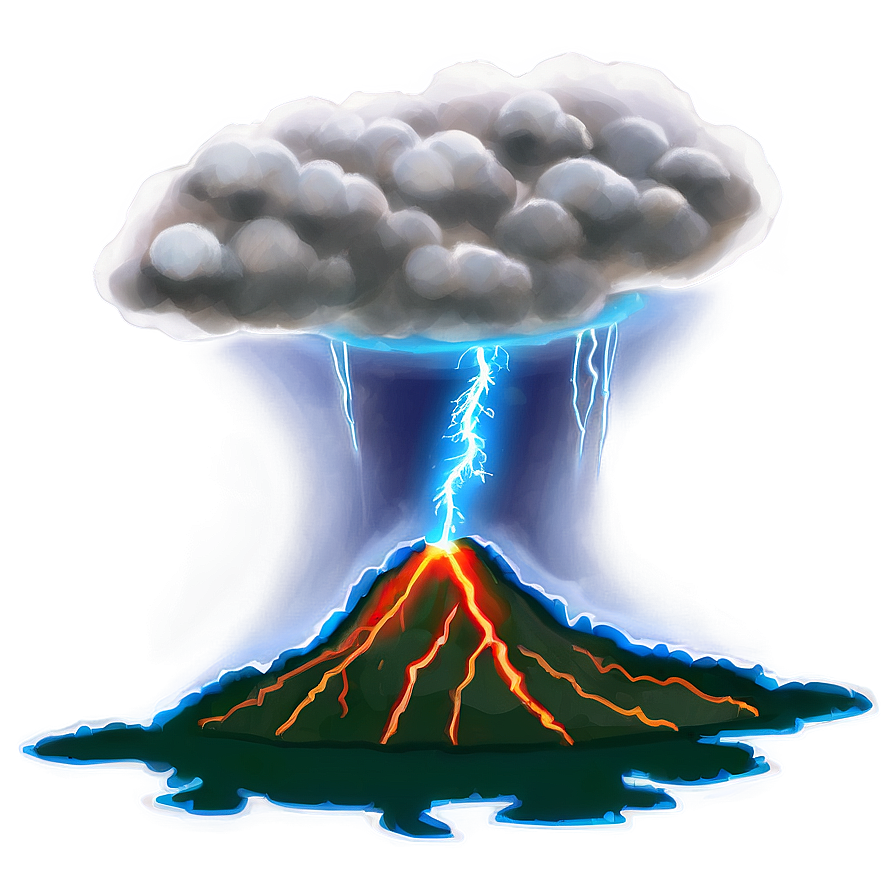 Volcano And Lightning Png 05232024