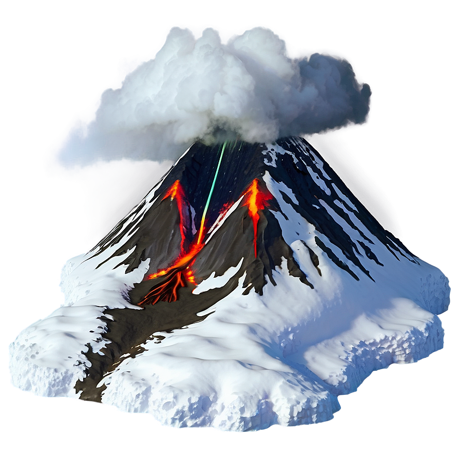 Volcano In Winter Snow Png Thn