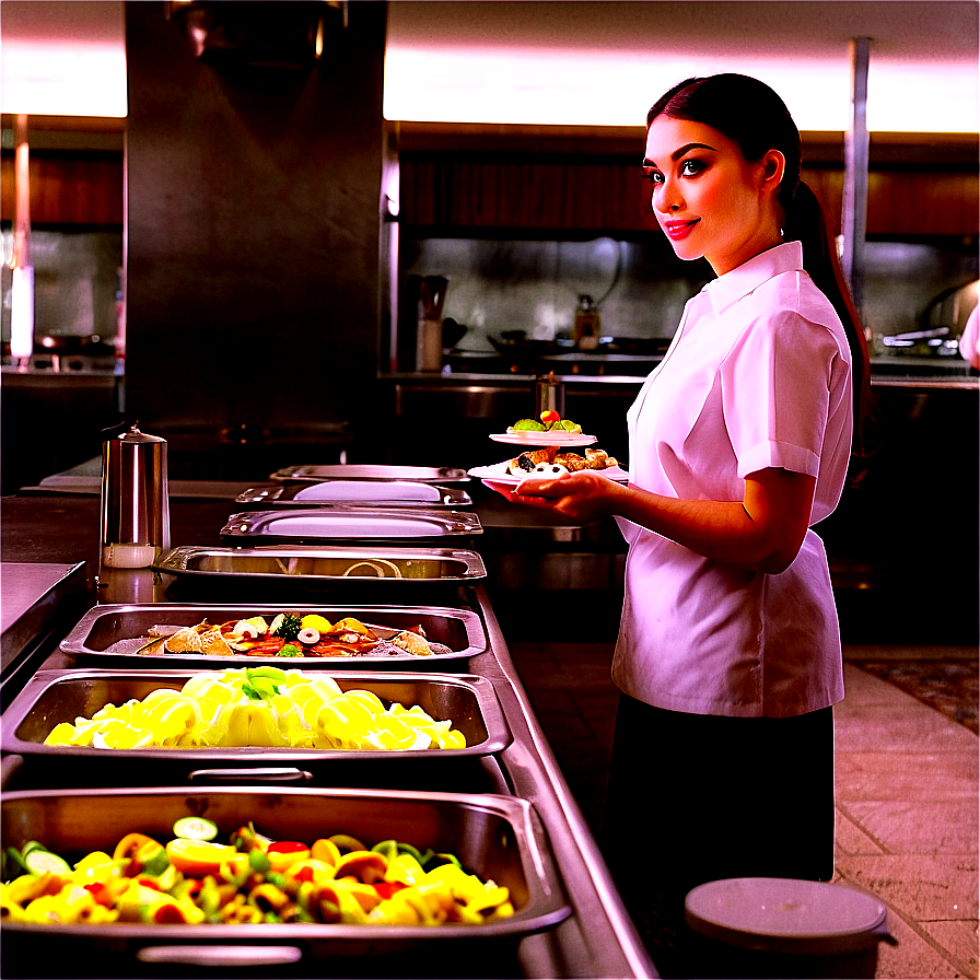 Waitress At Buffet Png 85