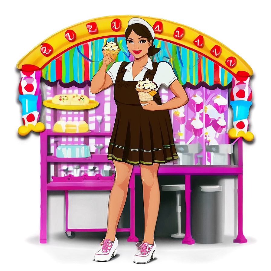 Waitress In Ice Cream Parlor Png 06272024