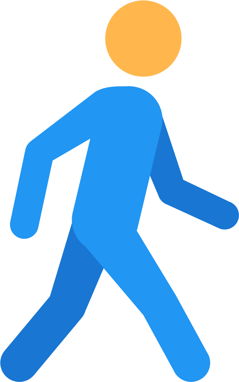 Walking Person Icon Blueand Yellow