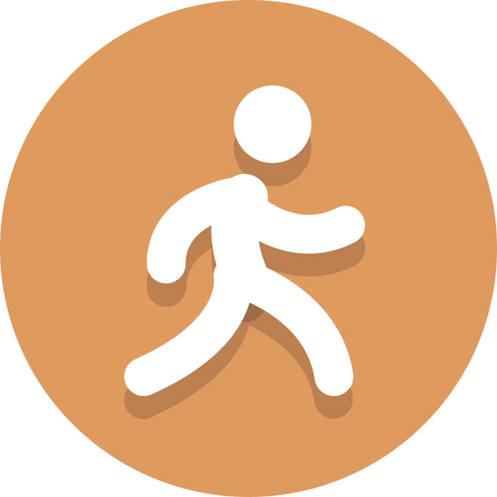 Walking Person Icon Orange Background