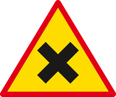 Warning Sign Black Crosson Yellow