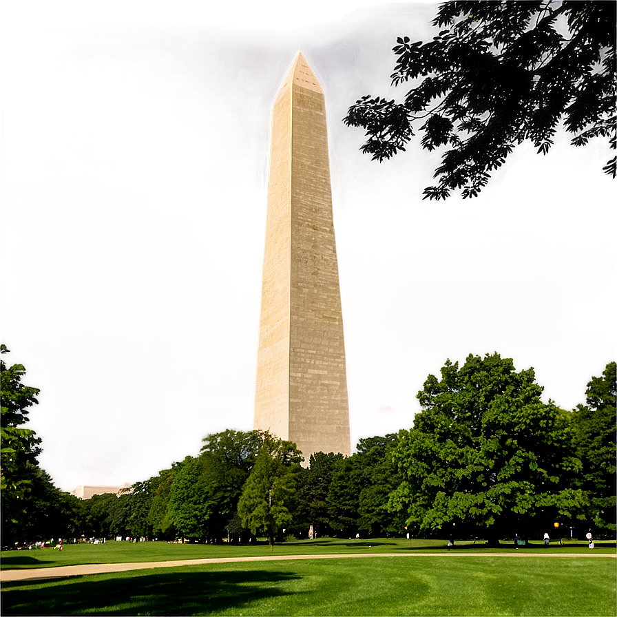 Washington Monument Encircled By Trees Png Hhf