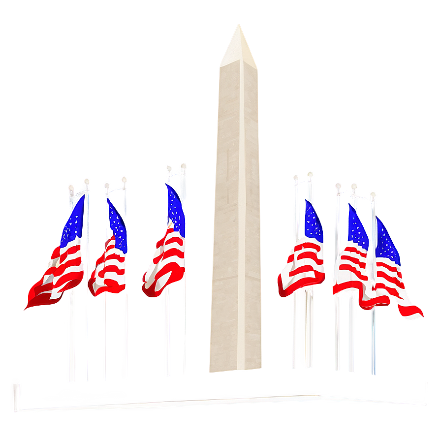 Washington Monument Flanked By U.s. Flags Png Ome1