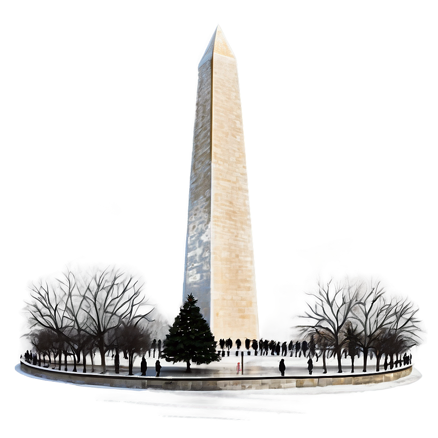 Washington Monument Snowy Scene Png Vkp