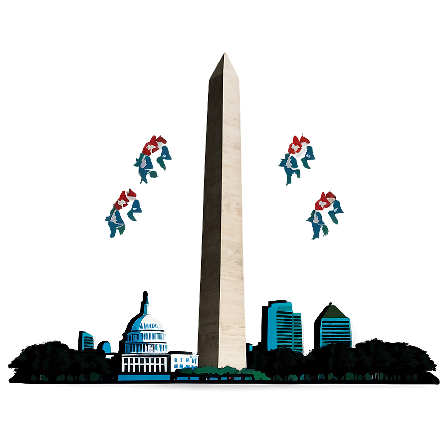 Washington Monument With City Skyline Png Opg90