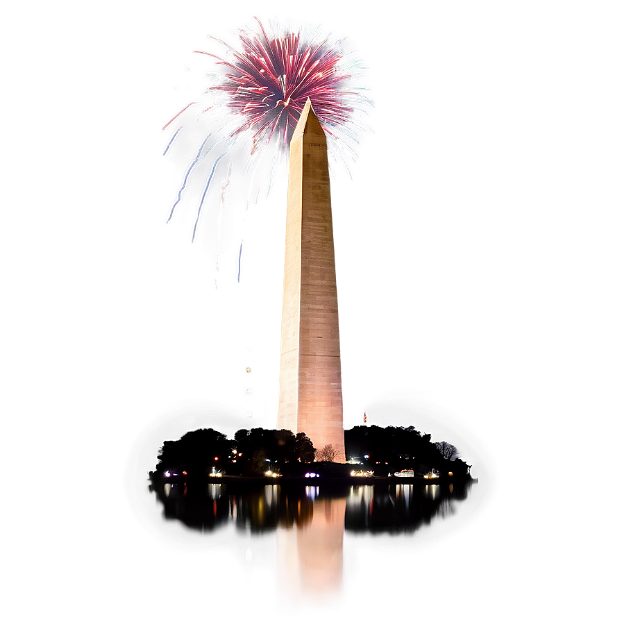 Washington Monument With Firework Sparks Png 06202024