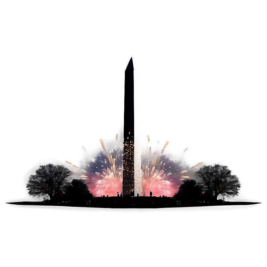 Washington Monument With Firework Sparks Png 06202024