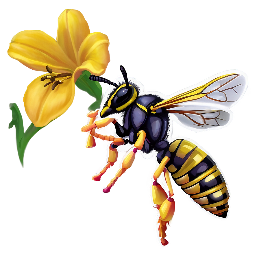 Wasp Pollinating Flower Png Bnv16