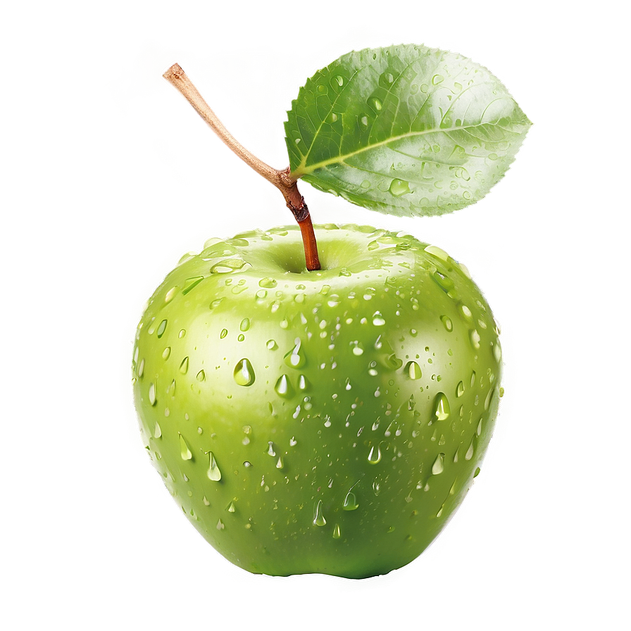 Water Droplets On Green Apple Png Sti87