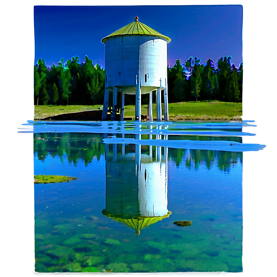 Water Tower Reflection Lake Png 13