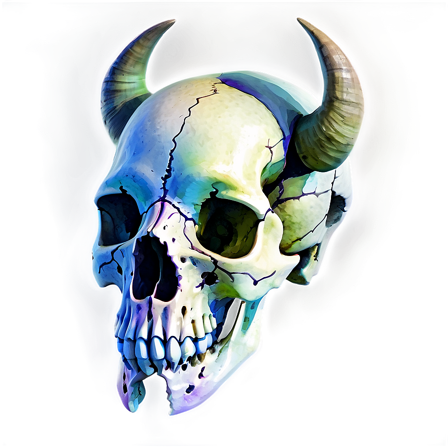 Watercolor Animal Skull Png 27