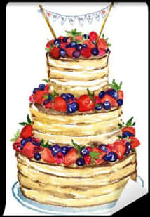 Watercolor Berry Cake Illustration