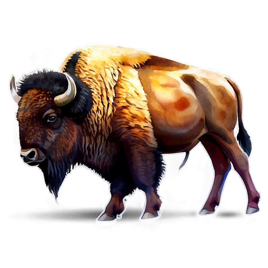 Watercolor Bison Art Png 57