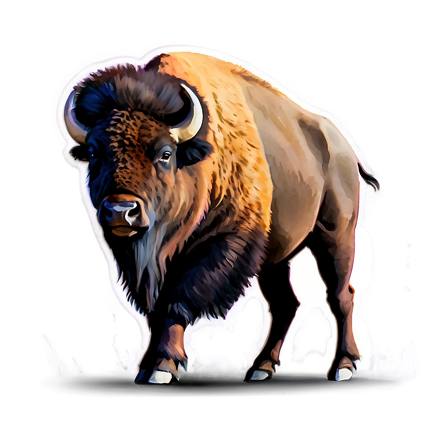 Watercolor Bison Art Png 87