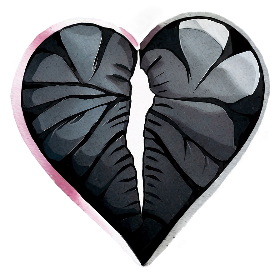 Watercolor Black Broken Heart Png Xkk8