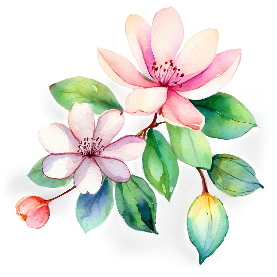 Watercolor Blossoms Clipart Png 05252024