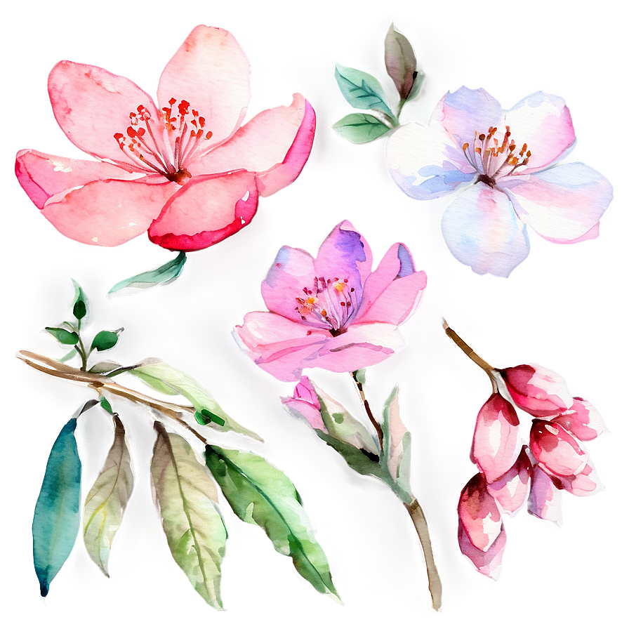 Watercolor Blossoms Clipart Png 71