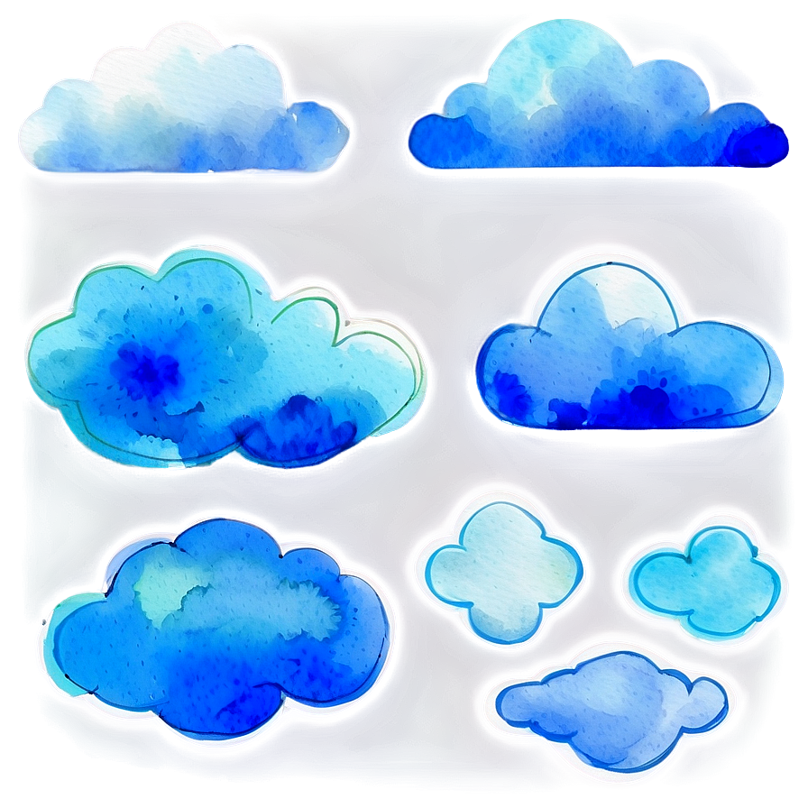 Watercolor Blue Clouds Png 06202024