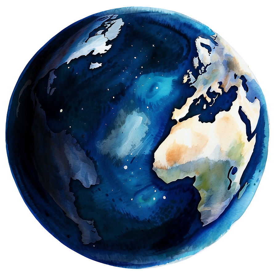 Watercolor Blue Planet Illustration Png Byw