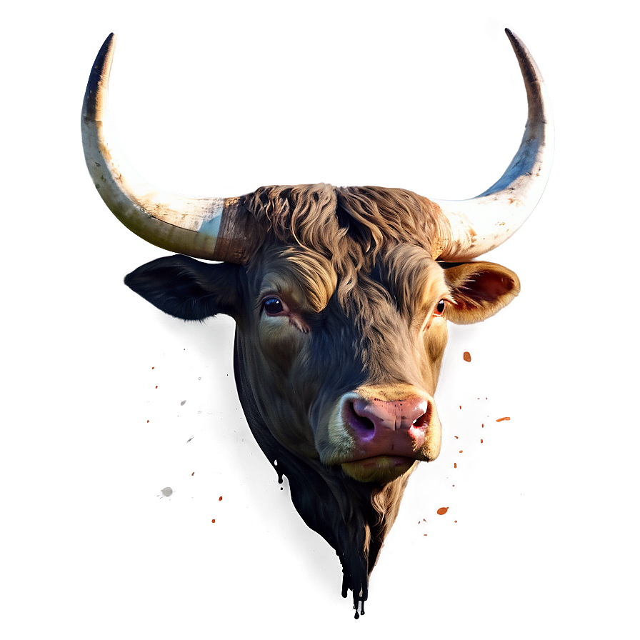 Watercolor Bull Head Png 38