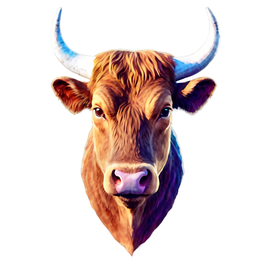 Watercolor Bull Head Png 92