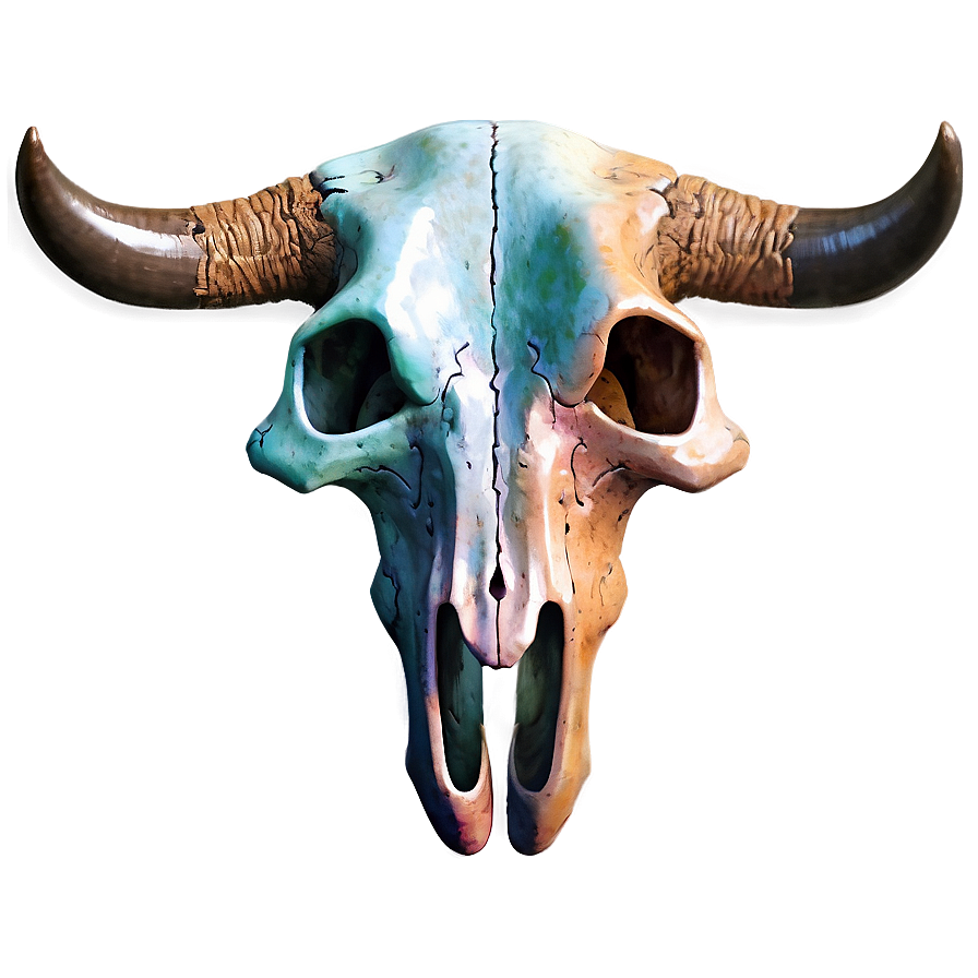 Watercolor Bull Skull Png 06122024