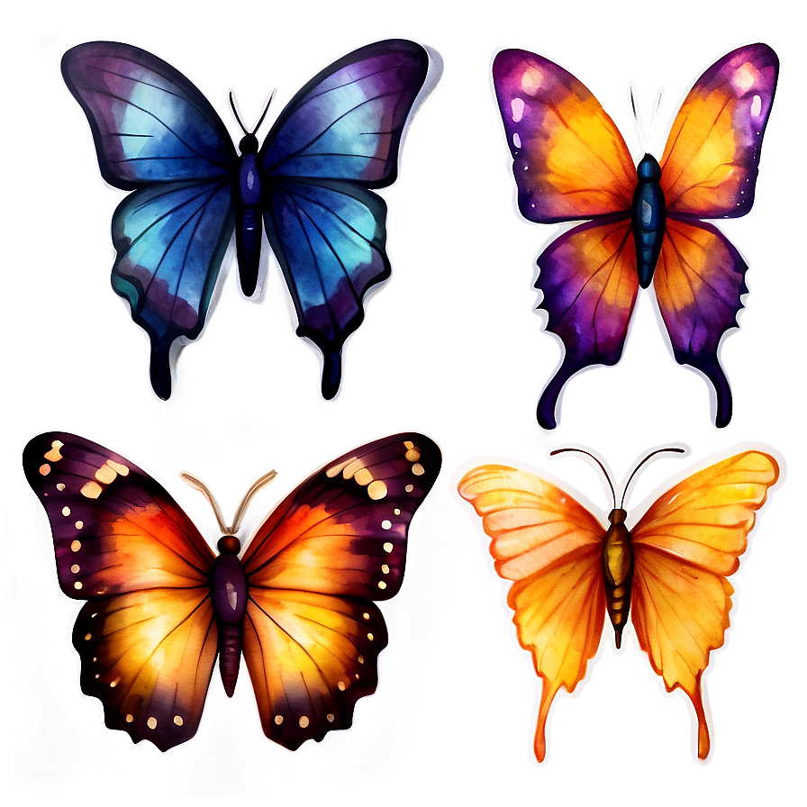 Watercolor Butterfly Sticker Png Elv28