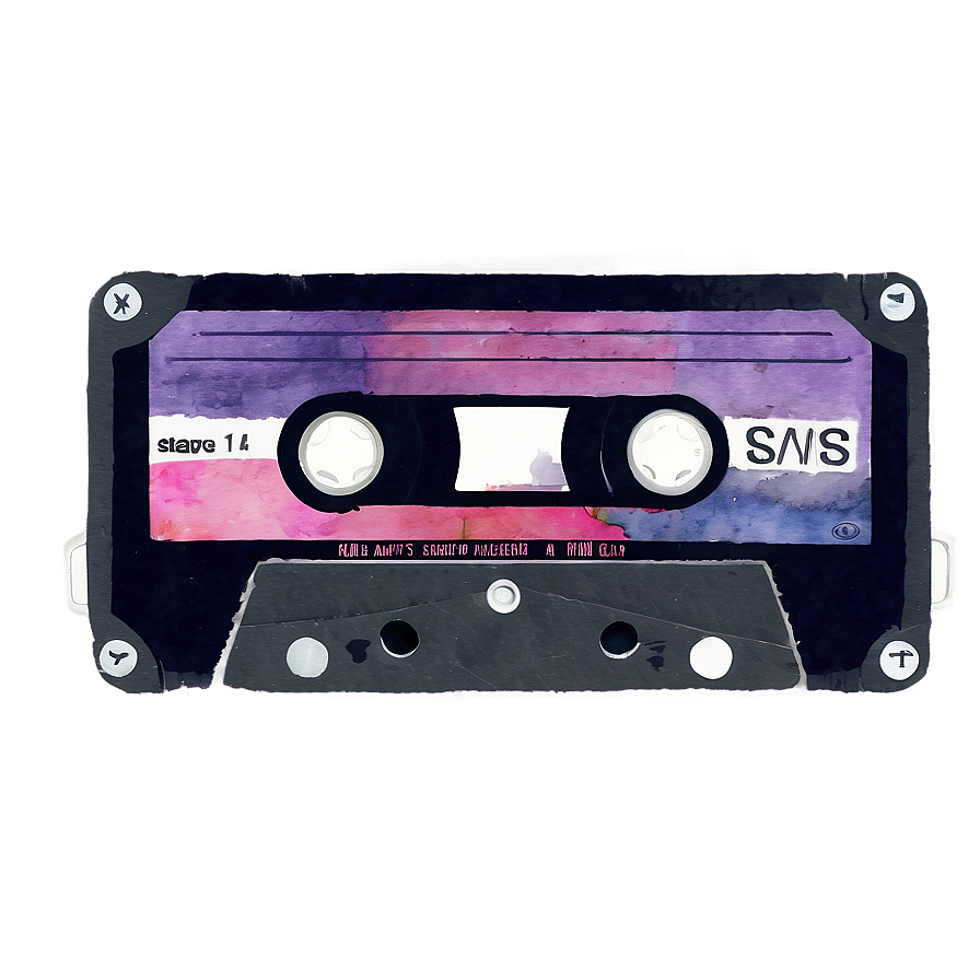 Watercolor Cassette Tape Png 15