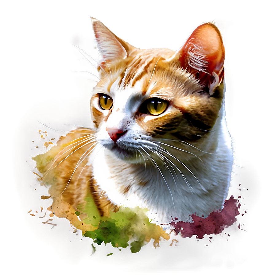 Watercolor Cat Painting Png D