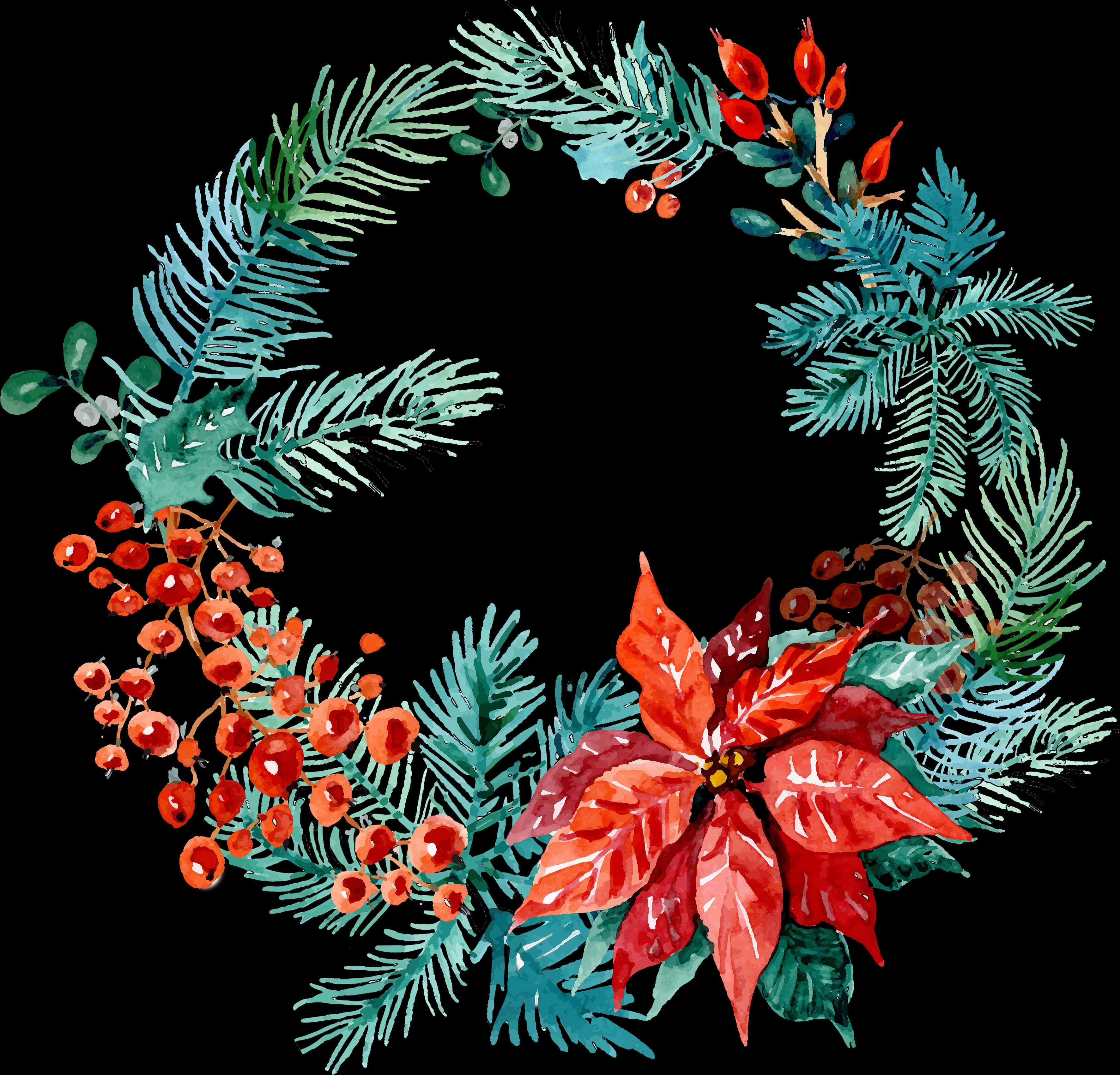 Watercolor Christmas Wreath